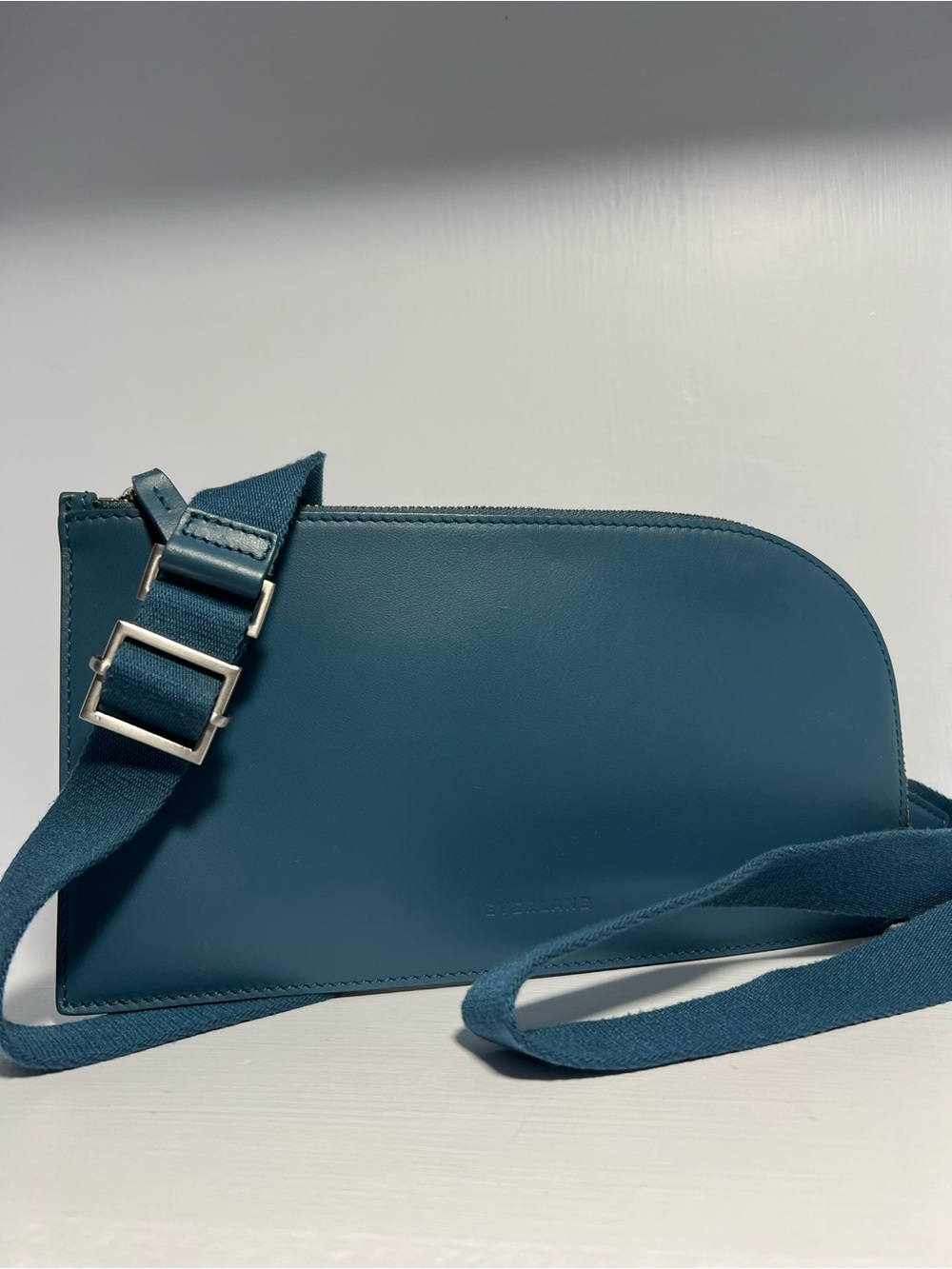 Everlane The Leather Sling Blue Italian Leather Crossbody Bag